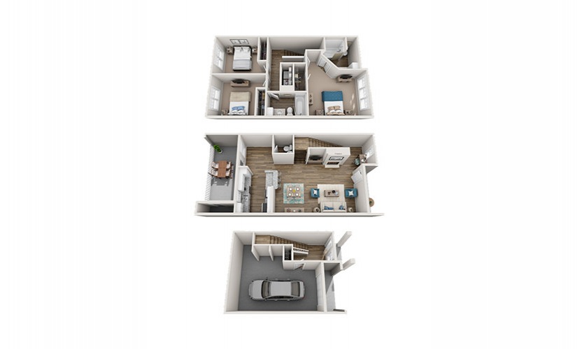 Vanderbilt - 3 bedroom floorplan layout with 2.5 bathrooms and 1557 square feet