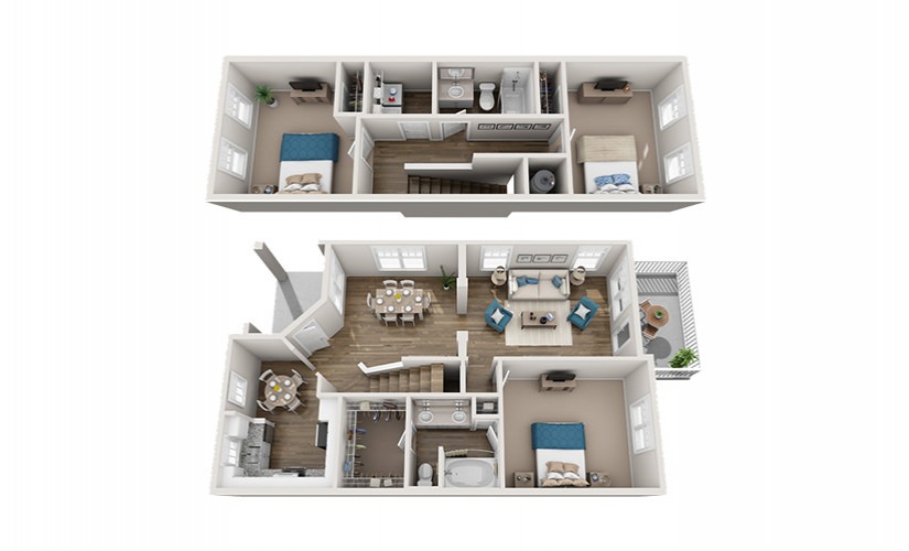 Swannanoa - 3 bedroom floorplan layout with 2 bathrooms and 1488 square feet