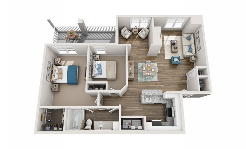 Pisgah - 2 bedroom floorplan layout with 1 bathroom and 1133 square feet