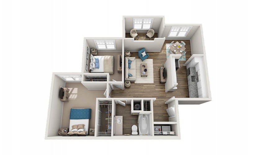 Merrimon - 2 bedroom floorplan layout with 1 bathroom and 1035 square feet
