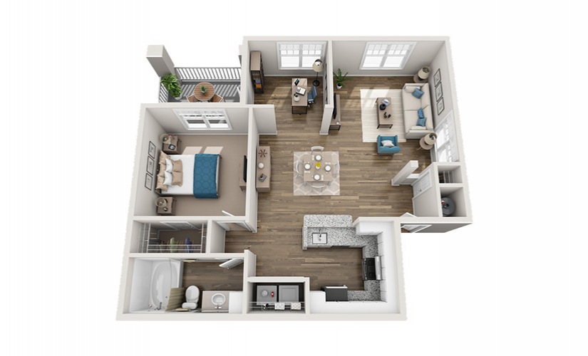 Ashworth - 1 bedroom floorplan layout with 1 bathroom and 944 square feet